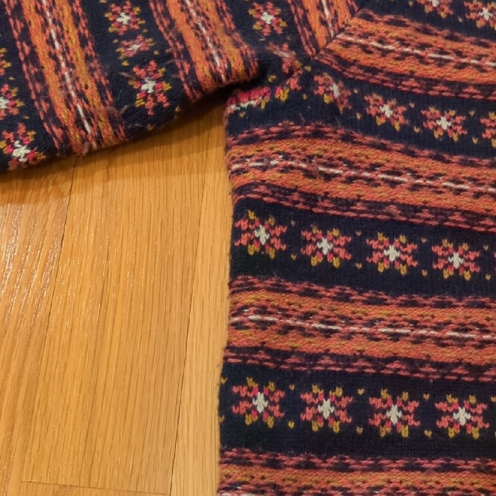 Faherty Navy Highland Fair Isle Cardigan Large Academia Cottage Preppy Boho EUC - Picture 4 of 6